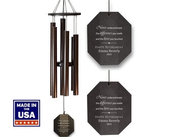 Retirement Wind Chime | Never Underestimate the Difference You Made | Large - Deep Tones | Made In USA