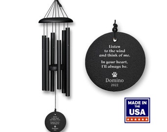 Pet Memorial Wind Chime | Listen to the Wind and know I am near | Authentic Corinthian Bells | Made in USA