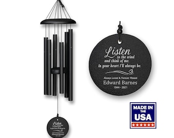 Memorial Wind Chime | Listen to the Wind and Think of Me | Corinthian Bells | Sympathy Gift | Personalized Wind Chime