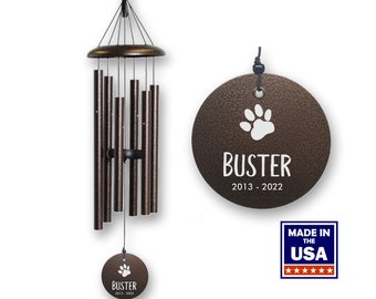 Paw Print Pet Memorial Wind Chime | Authentic Corinthian Bells | Made in USA