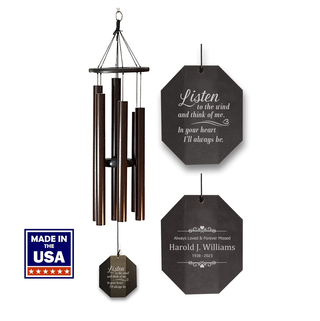 Memorial Wind Chime Listen to the Wind and Think of Me Personalized
