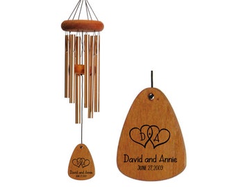 Love Wind Chime | Initial Hearts Engraving | Gift for Couple | Anniversary | Wedding Gift