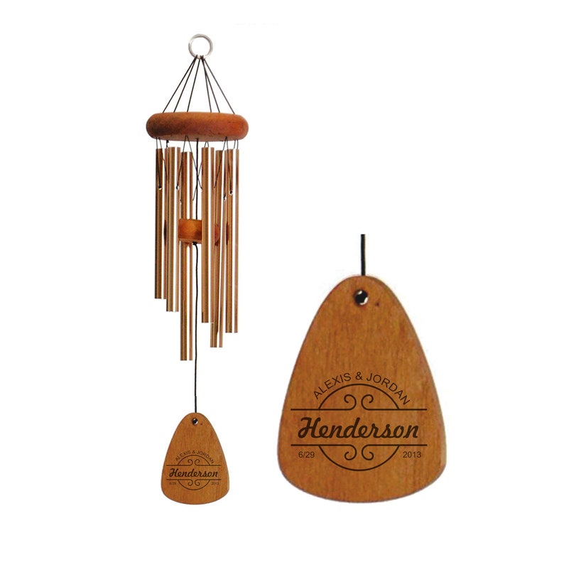 Anniversary Wind Chime Wood Wind Chime Anniversary Gift Made in USA Bronze