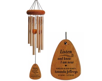 Sympathy Wind Chime | Listen and Know I am near | Personalized Memorial Wind Chime | Bereavement gift
