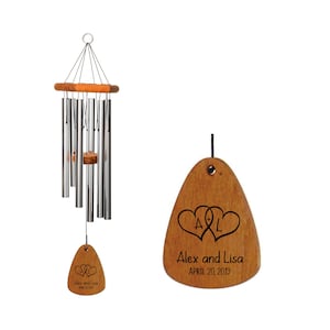 Interlocking Hearts Wind Chime Wedding Gift Gift for Couple Anniversary Gift Wood Anniversary image 1