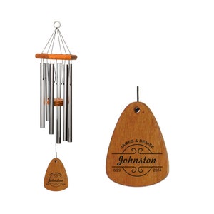 Anniversary Wind Chime Wood Wind Chime Anniversary Gift Made in USA Silver
