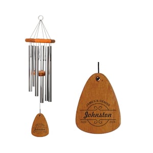 Anniversary Wind Chime Wood Wind Chime Anniversary Gift Made in USA Silver