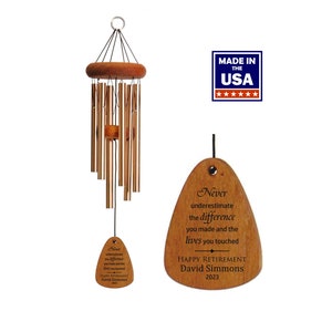 Retirement Wind Chime | Never Underestimate Difference | Retirement Gift | Personalized Retirement Gift | Lives You Touched