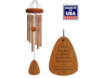 Retirement Wind Chime | Never Underestimate Difference | Retirement Gift | Personalized Retirement Gift | Lives You Touched