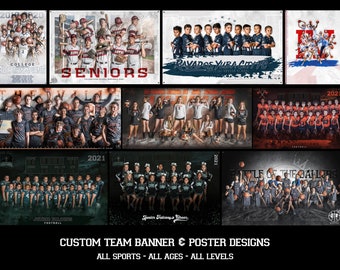 Team Sports Banner & Poster Design - All Sports - Baseball, Basketball, Football, Softball, Cheer, Soccer, ... Digital File