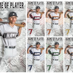 Sports Banner Digital Template / Senior Banner Baseball Template / Template Baseball Poster / Instant Download / 24x48 / 2x4 /