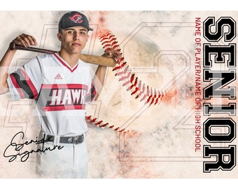Senior Baseball Banner Background, Sports Poster (Digital Download)