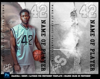 Senior Basketball Banner Template, High-Resolution Photoshop (Digital Download)
