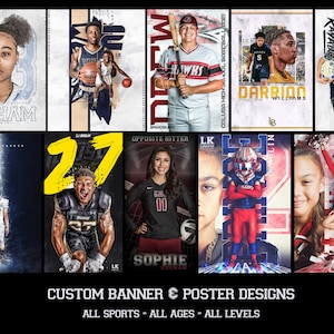Individual Sports Banner & Poster Design - All Sports - Baseball, Basketball, Football, Softball, Cheer, Soccer, ... Digital File