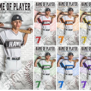 Sports Banner Digital Template / Senior Banner Baseball Template / Template Baseball Poster / Instant Download / 24x48 / 2x4 /
