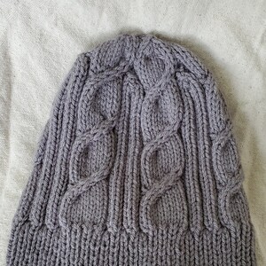 Gray cabled beanie