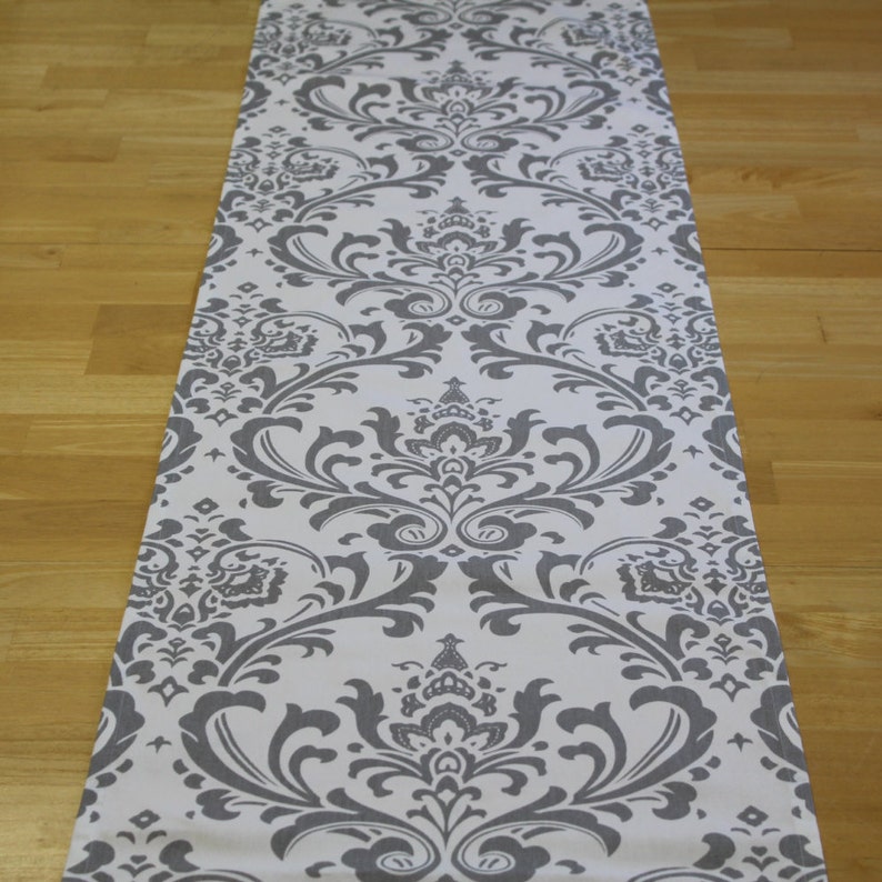 Grey Print Table Runners You Choose Your Size & Pattern Etsy
