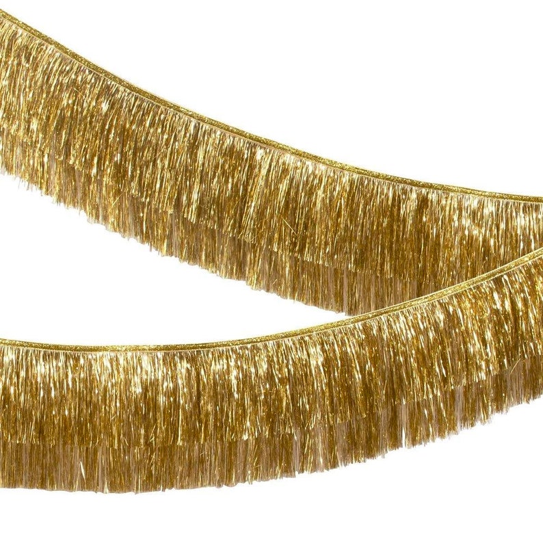 Gold Fringe Tinsel Garland Holiday Decor Etsy