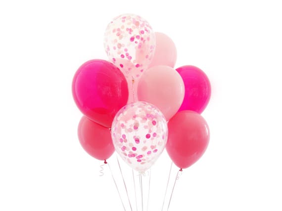 Pink Confetti Balloon Bundle - Pack of 10 Latex 11in Il_570xn
