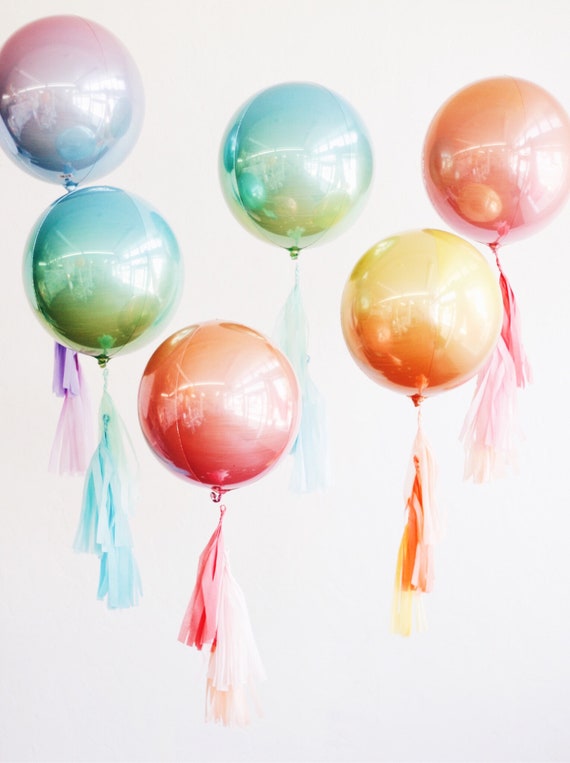Ombre Gradient Balloon Orb - Round Sphere Metallic Foil Tassel Il_570xn