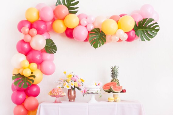 Tropical Summer Balloon Garland Kit - Pink Coral Goldenrod - Custom Size Balloon Arch DIY Il_570xn