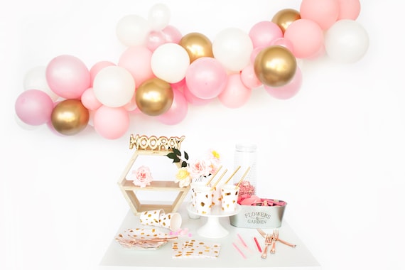 Pink & Gold Balloon Garland Kit - Custom Size Balloon Arch DIY Il_570xn