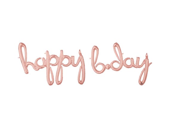 Happy Bday script letter balloons - Rose Gold Script Banner Happy Birthday Il_570xn