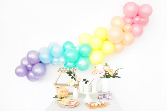 Pastel Rainbow Balloon Garland Kit - Magical Unicorn Party - Custom Size Balloon Arch DIY Il_570xn
