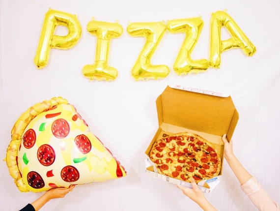 pizza balloons gold mylar foil letter balloon banner kit etsy
