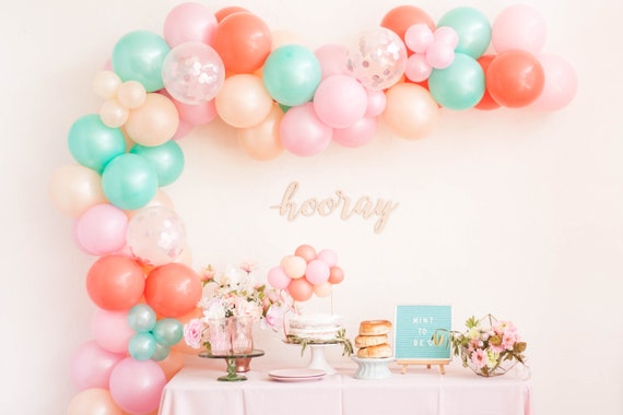 Coral & Confetti Balloon Garland Kit - Mint Peach Blush Pink Llama - Custom Size Balloon Arch DIY Il_570xn