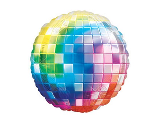 Rainbow Disco Ball balloon - Jumbo Mylar dance party Il_570xn