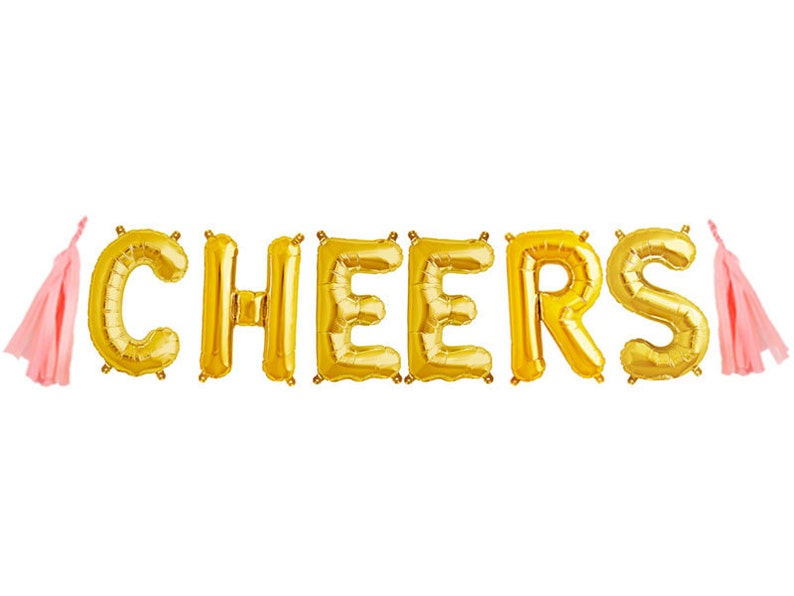 CHEERS Gold letter balloon banner KIT