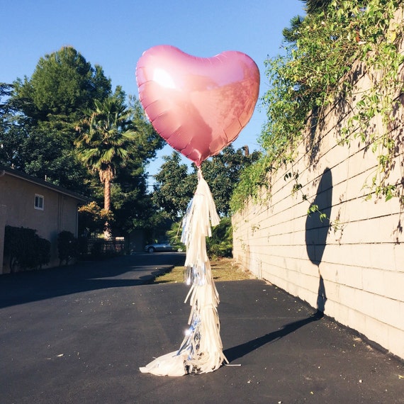 Foil Heart Tassel Balloon - Valentine's Day - Jumbo mylar heart balloon with tassel garland - Red Pink or Lavender Il_570xn