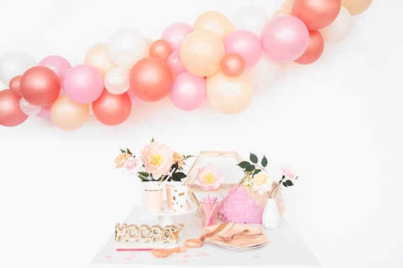 Rose Gold Blossom Balloon Garland Kit - Rose Gold Pink Peach - Custom Size Balloon Arch DIY Il_570xn