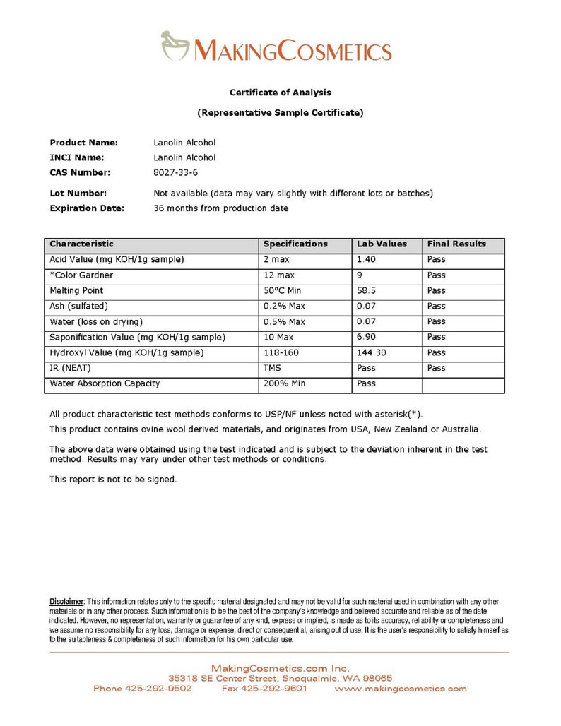 Makingcosmetics Lanolin Alcohol Cosmetic Ingredient Etsy
