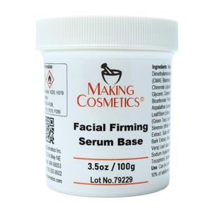 May include: A white jar of "Facial Firming Serum Base" from Making Cosmetics. The label includes the product name, brand logo, and ingredient list. The jar contains 3.5oz / 100g of product.