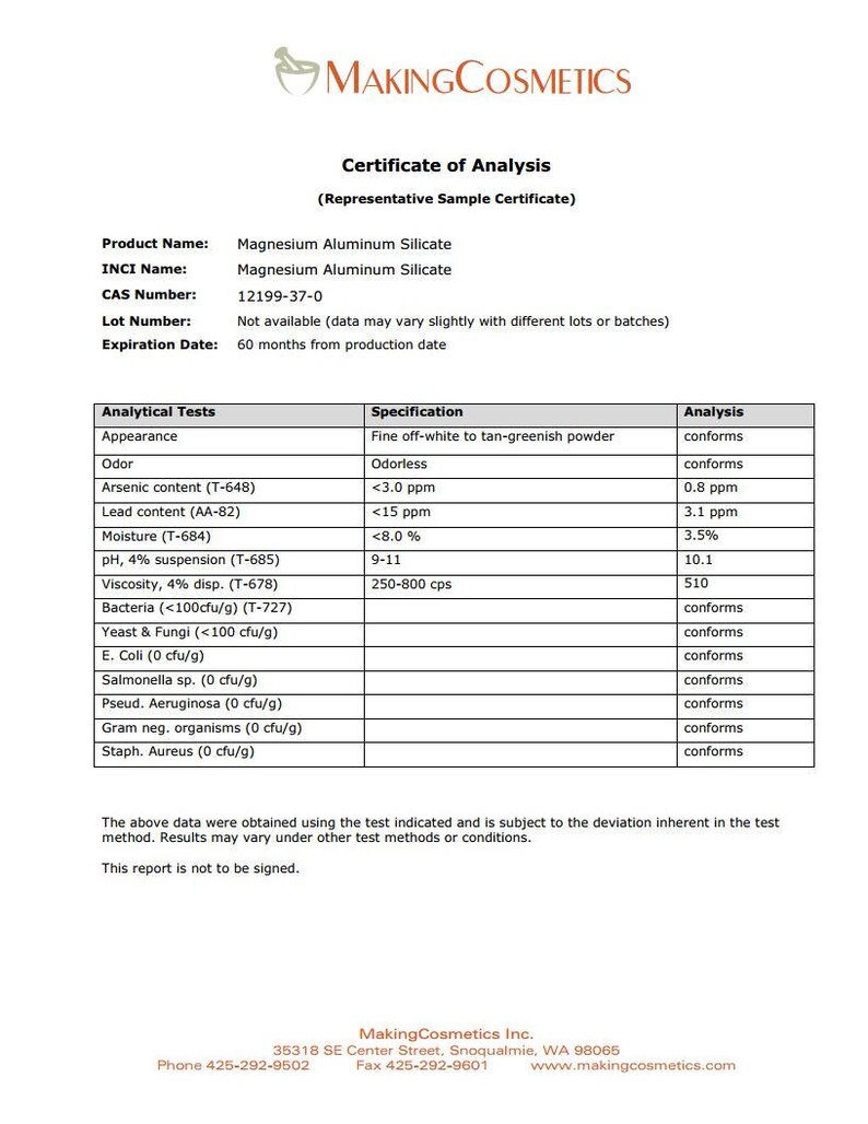 Makingcosmetics Magnesium Aluminum Silicate Cosmetic Etsy