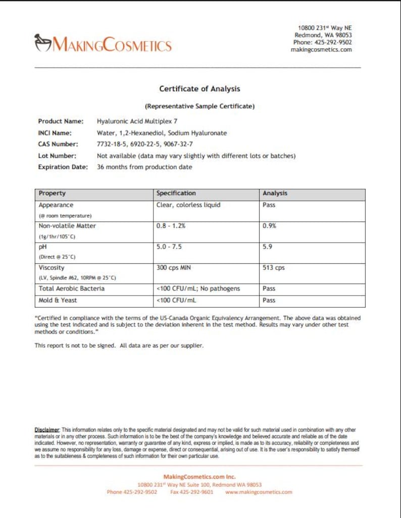 MakingCosmetics - Hyaluronic Acid Multiplex 7 - Cosmetic Ingredient zdjęcie 3