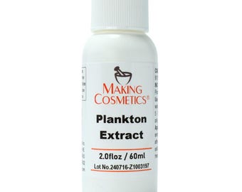 May include: A white bottle of Making Cosmetics Plankton Extract. The bottle has a white cap and a label with the brand name, product name, and volume: 2.0 fl oz / 60ml.