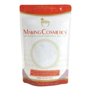 May include: A clear plastic pouch with a red and gold top, filled with a white powder. The pouch features the "MAKING COSMETICS" logo and text indicating it contains cosmetic ingredients. The bottom of the pouch has the website address.
