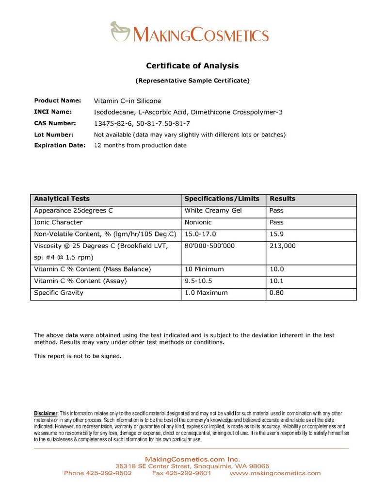 MakingCosmetics Vitamin C in Silicone 20% L-ascorbic acid Cosmetic Ingredient image 3