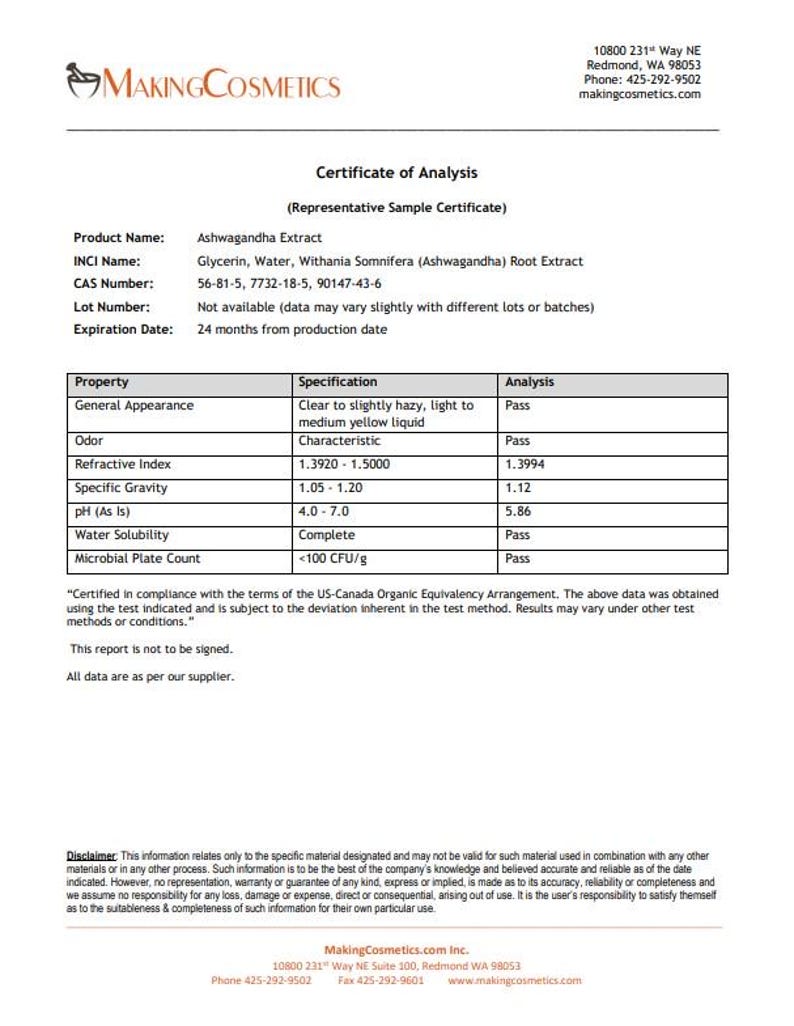 MakingCosmetics - Ashwagandha Extract - Cosmetic Ingredient image 3