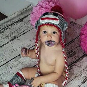 Sock Monkey Cake Smash Outfit, Photography Outfit, Hat and leggings Set image 1