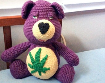 Stoner Teddy Bear,  Novelty Gift, Cannabis Plush Toy