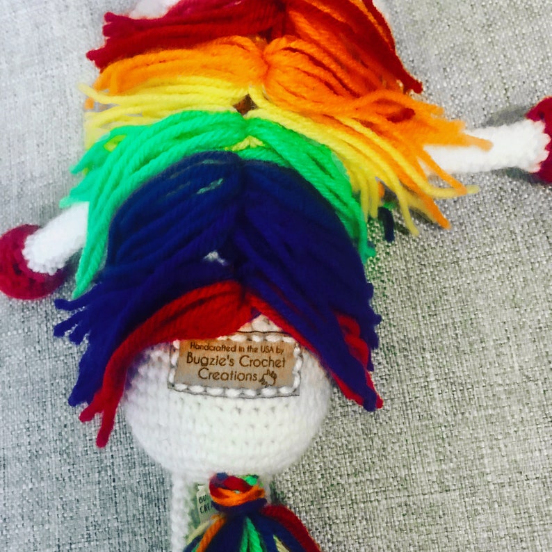 Rainbow Unicorn Amigurumi Doll, Custom Colors, Unicorn Plush Pal image 10