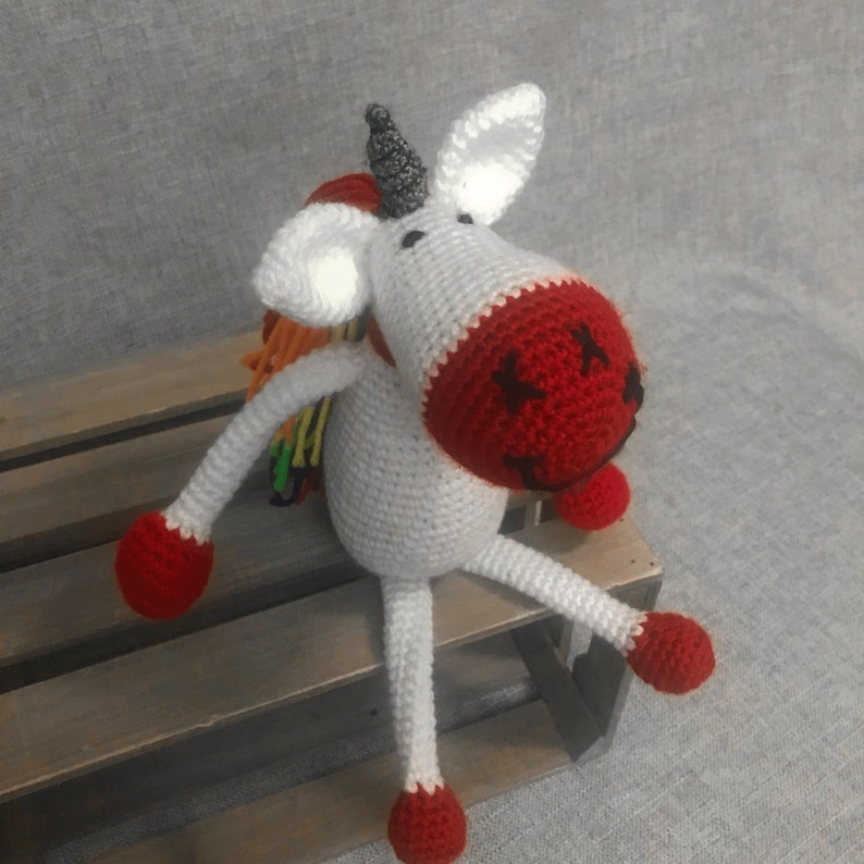 Rainbow Unicorn Amigurumi Doll, Custom Colors, Unicorn Plush Pal image 2