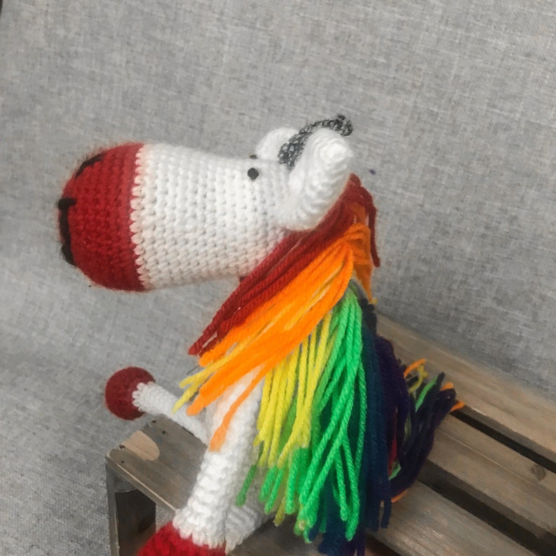 Rainbow Unicorn Amigurumi Doll, Custom Colors, Unicorn Plush Pal image 6