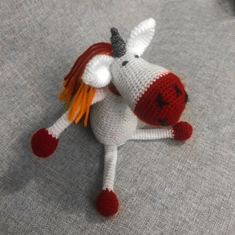 Rainbow Unicorn Amigurumi Doll, Custom Colors, Unicorn Plush Pal image 4