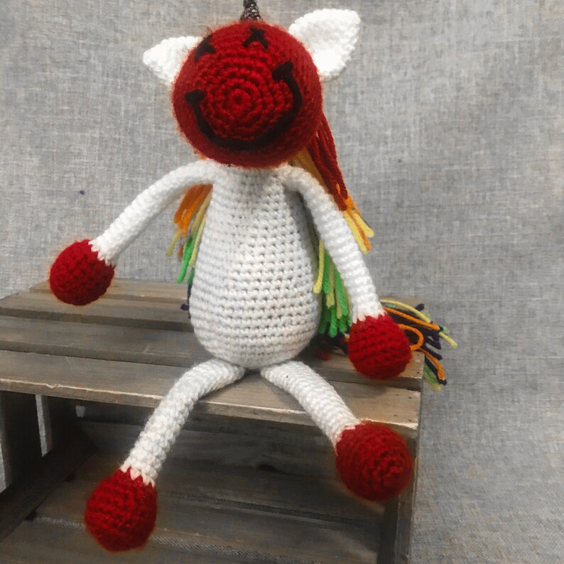 Rainbow Unicorn Amigurumi Doll, Custom Colors, Unicorn Plush Pal image 5