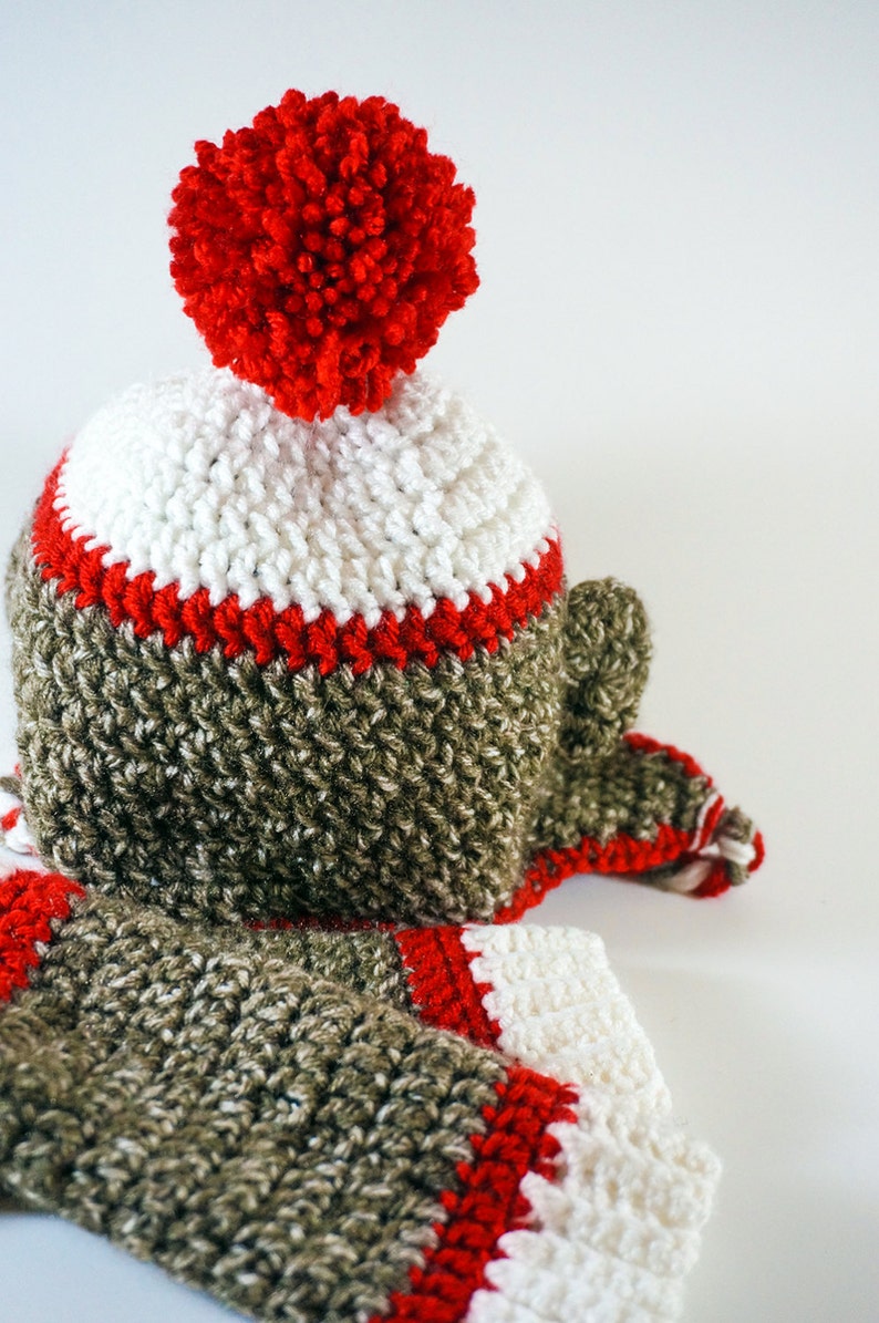 Sock Monkey Cake Smash Outfit, Photography Outfit, Hat and leggings Set image 3